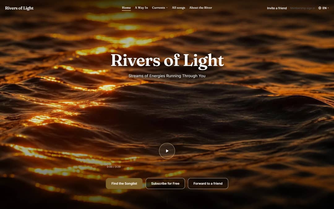 Rivers of Light’s home page, a music site built on OwnerPilot